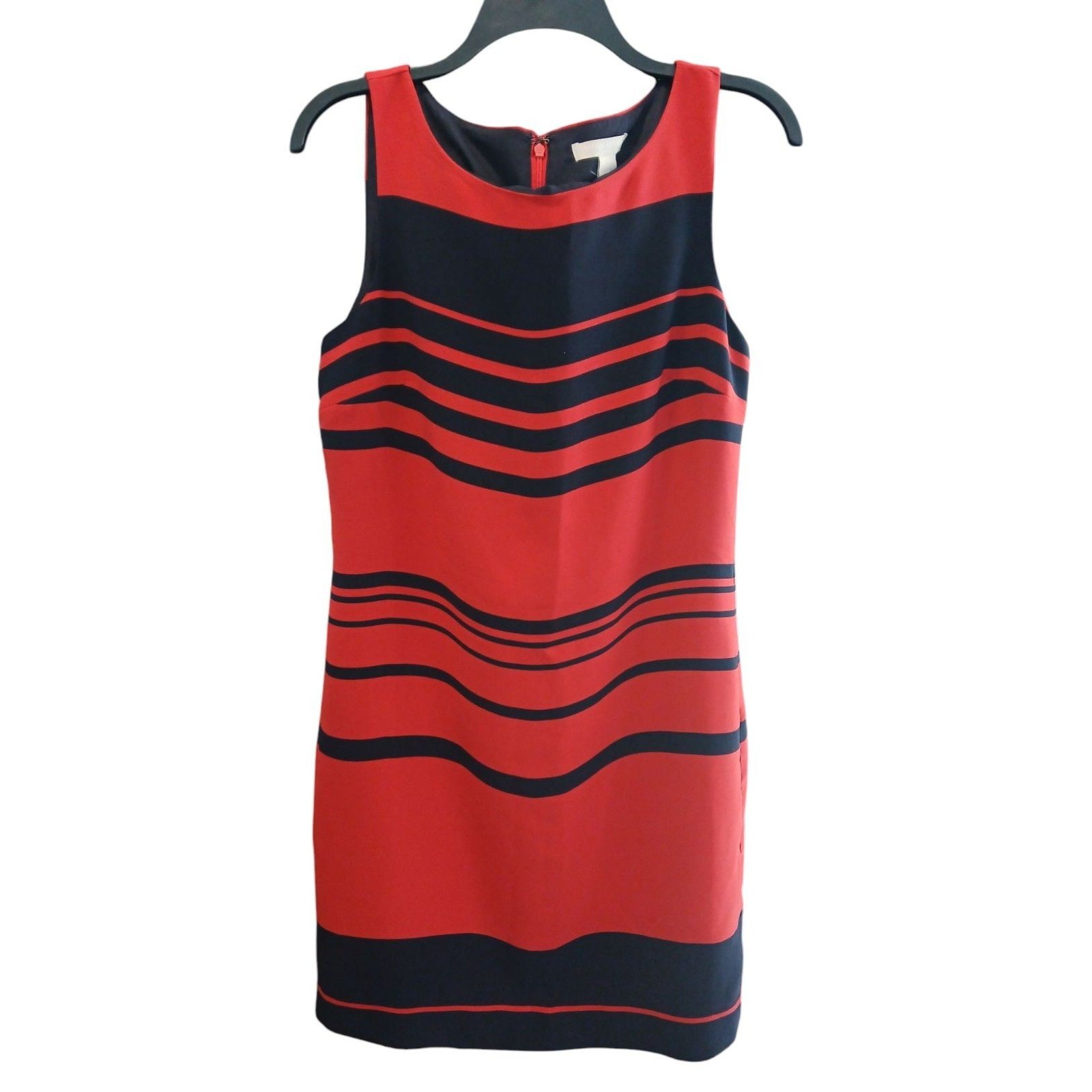 Banana Republic Women’s Sheath Dress Size 8 Navy And Red Stripes Sleeveless